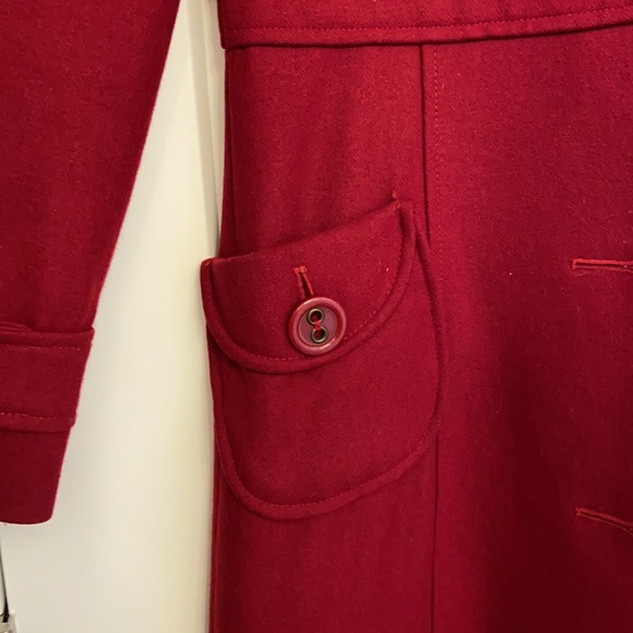 Red Wool Blend Fall Coat - Picture 6 of 8